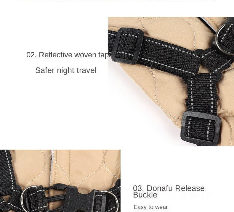 Quilted Winter Coat with Built-In Harness