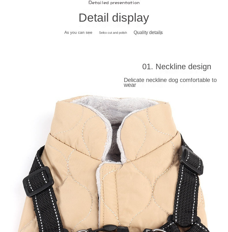 Quilted Winter Coat with Built-In Harness